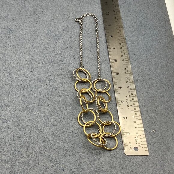 Talbots Circle Link Necklace 18 In Chain Gold Silver Twisted Hoop Retro Classic - Picture 2 of 9